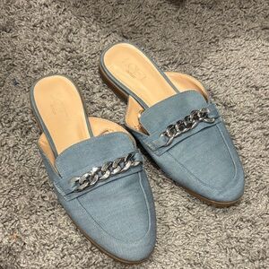 LOFT Women's Denim Blue Chain Mules
